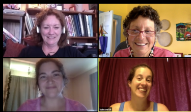 Planning for the institute, August 3-5. Catherine, Argy, Theresa, Kate 